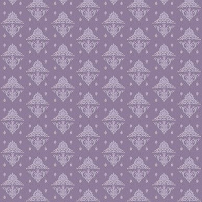Victorian  damask, lilac,white, 1 inch design