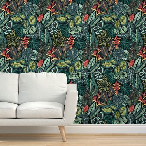 Tropical Rainforest Leaves - Extra large | Spoonflower