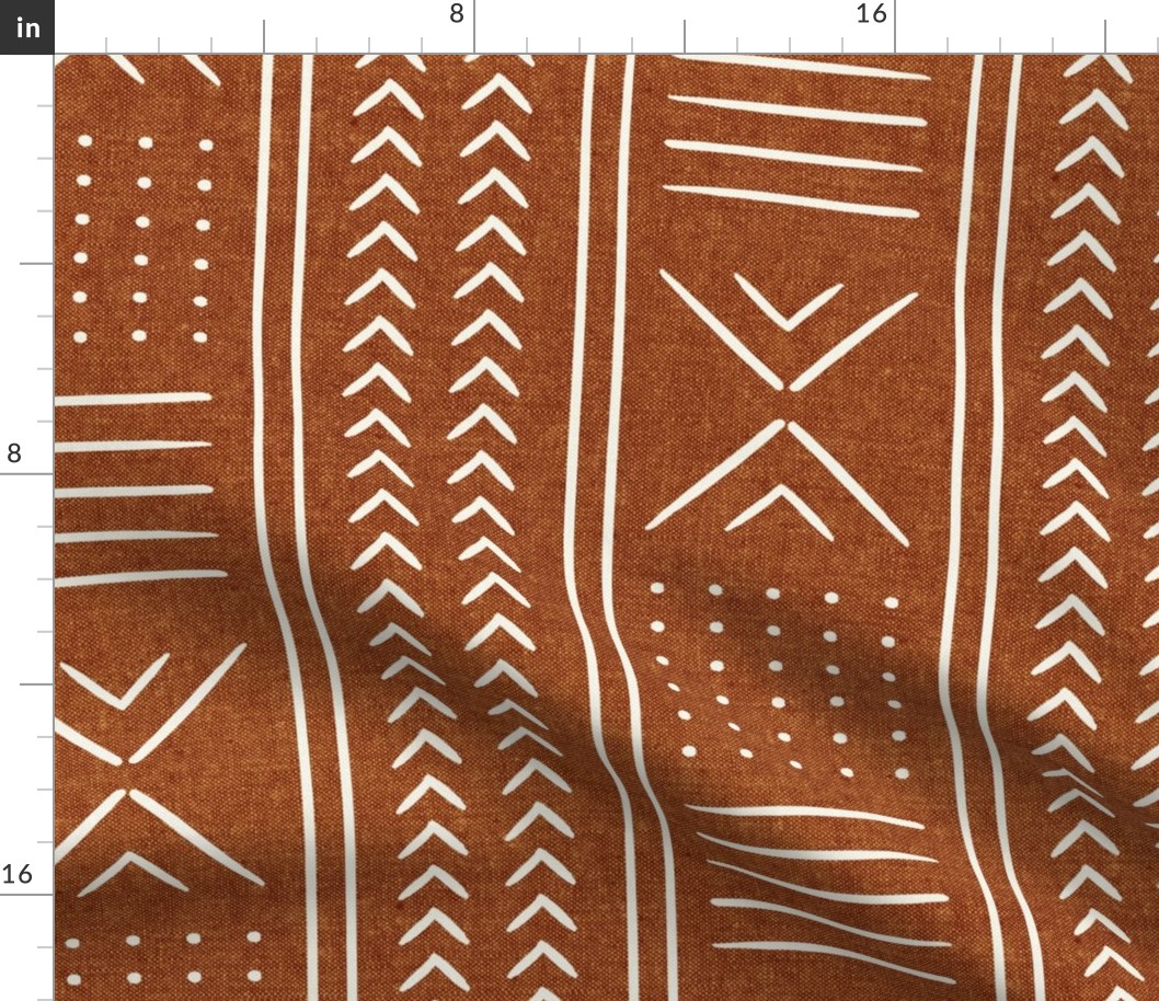  burnt orange mud cloth - arrow cross dot - mudcloth home decor tribal - C21