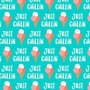 Just Chillin - ice-cream summer - teal - LAD21