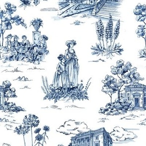  Rococo Marie Antoinette Toile De Jouy in blue