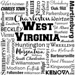 West Virginia cities, white (8-inch repeat)