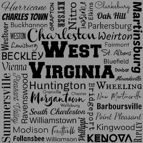 West Virginia cities, gray (8-inch repeat)