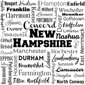 New Hampshire cities, white (8-inch repeat)