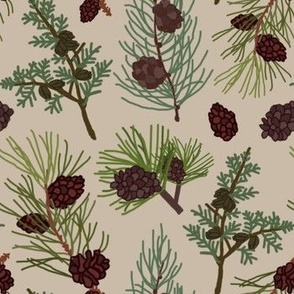 pines on taupe