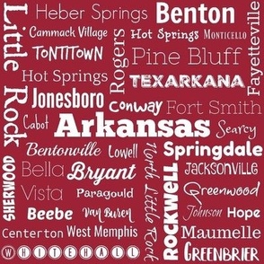 Arkansas cities, red (8-inch repeat)