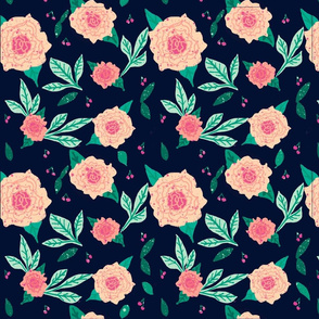 roses with navy background