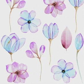 Canvas Floral Blue Lavender Watercolor