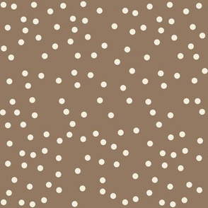 retro sunflowers cream dots on brown 