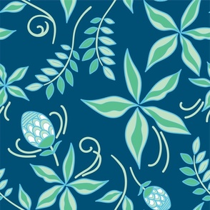 Green tropical escape floral pattern