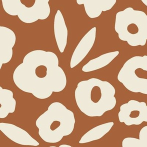 Jumbo flower field on dark Copper brown