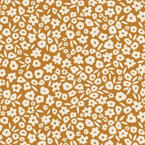 Small Mini flower field on orange shiny copper