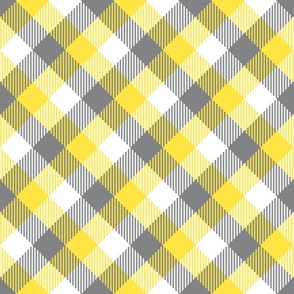 Tartan diagonal plaid yellow grey