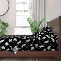 BlacWhite on Black Tropical Leaves Simple and Chic