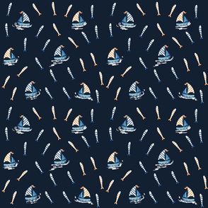 Marine Watercolour Navy Blue Simple and Classy Wallpaper and Fabric