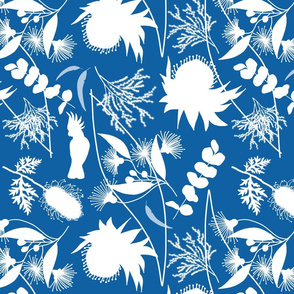 Australian Dream Garden - white on classic blue, large 