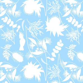 Australian Dream Garden - white on sky blue, large 