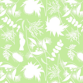 Australian Dream Garden - white on mint green, large 