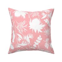 Australian Dream Garden - white on coral pink, large 