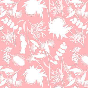 Australian Dream Garden - white on coral pink, large 