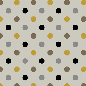 Polka dots grey taupe black mustard 
