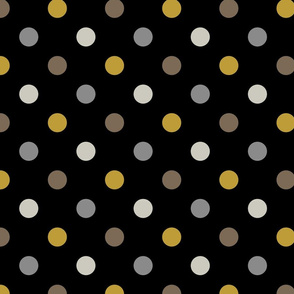 Polka dots black mustard grey taupe