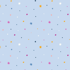 colourful stars on blue background