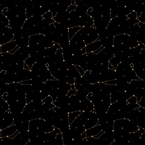 yellow zodiac constellations on black background