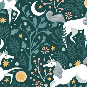 Teal Unicorn Forest | SUPERSIZED (WALLPAPER)