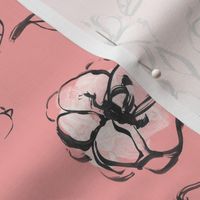 Ink ´n brush: Handdrawn flowers on pink