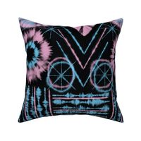 Tie Dye Pattern in Pink and Blue on Black