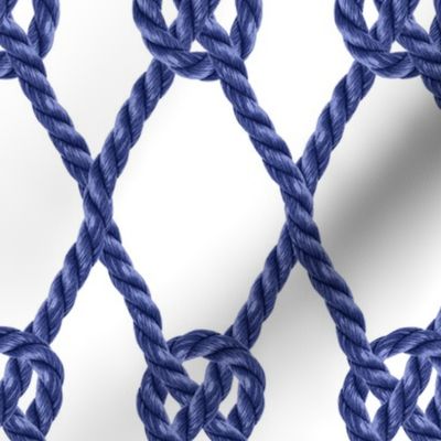 Nautical Rope Navy Blue diamonds knots large scale