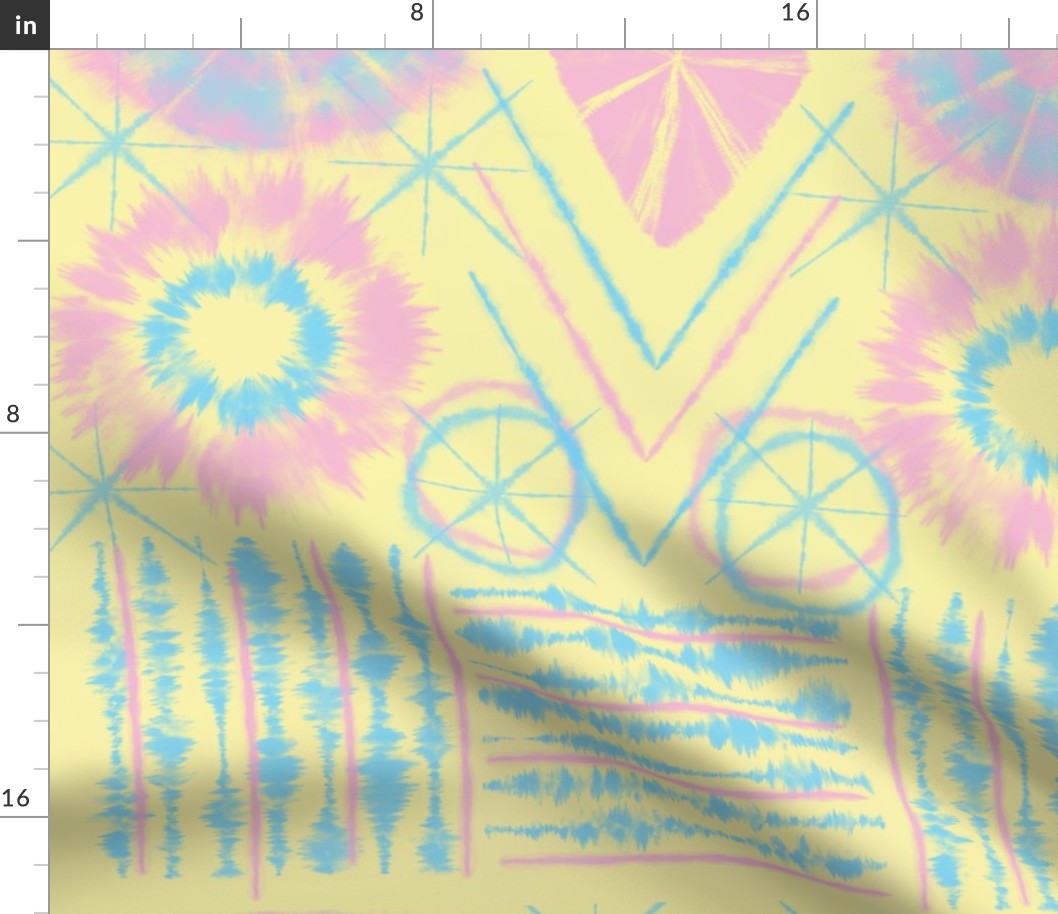 Yellow Pink Blue Tie Dye Pattern