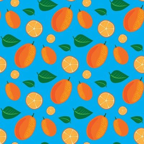 Kumquats on sky blue