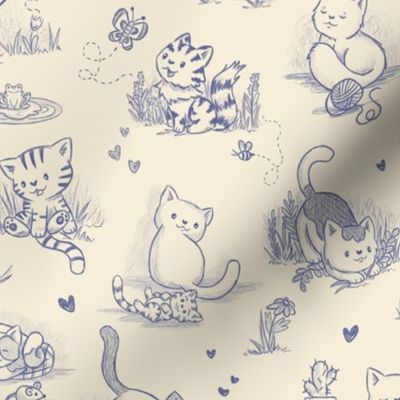 cat toile blue