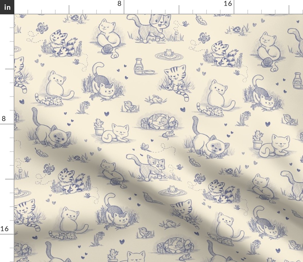 cat toile blue