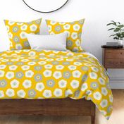 Spring Daisies Floral in Yellow Gray White - LARGE Scale - UnBlink Studio by Jackie Tahara