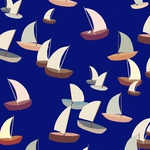 Sailing Regatta  - cute boats on dark blue