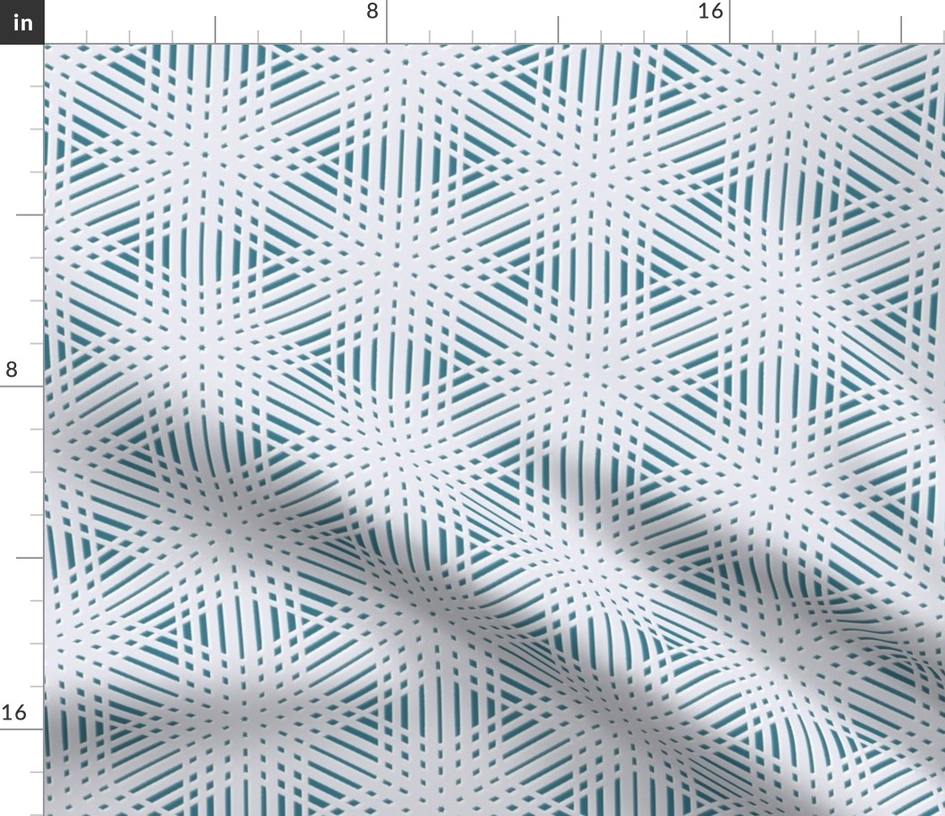 Eight Lined Star Plaid, snow and blue-green