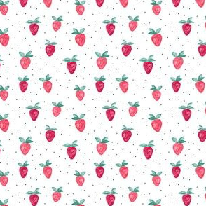 (extra small scale) watercolor strawberries || dots bold C21