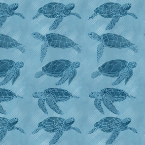 Shibori Sea Turtles Ocean Blues