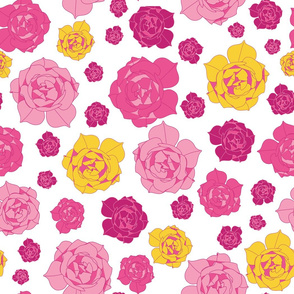 scattered rose pattern on white ground