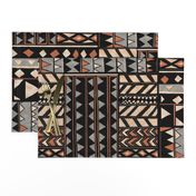 African Village Pattern-grey red ochre