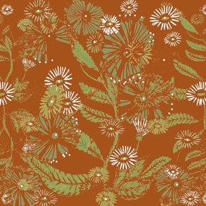 Vintage Daisy Dance - Terracotta- Vintage Floral