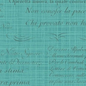 Vintage Italian Scripts in turquoise blue