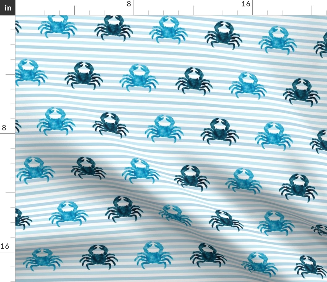 Bigger Scale Blue Watercolor Crab Stripes