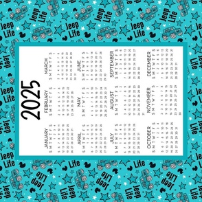 2024 Calendar Jeep Life in Turquoise for Wall Hanging or Tea Towel