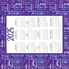 2025 Calendar Jeep Life Words and Sayings Purple Galaxy for Tea Towel or Wall Hanging