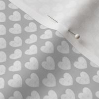 White Linen-Textured Hearts on Grey - Small Scale