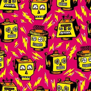Robot friends Pink and Yellow